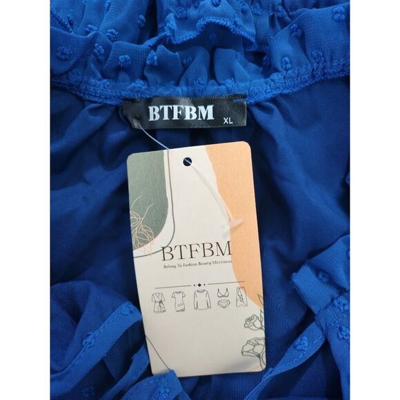 Btfbm Blue Swiss Dot Long Sleeve Ruffle Tiered Mini Dress XL Womens, NWT. - Picture 5 of 8